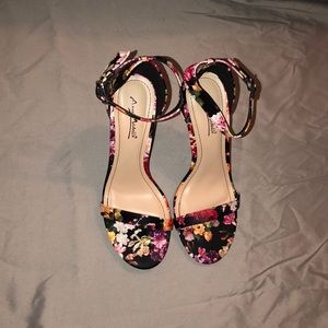 Floral open toe heel